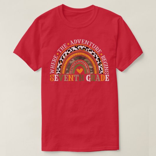 Leopard Rainbow 7th Grade Where The Adventure Begi T-shirt (Design voorkant)