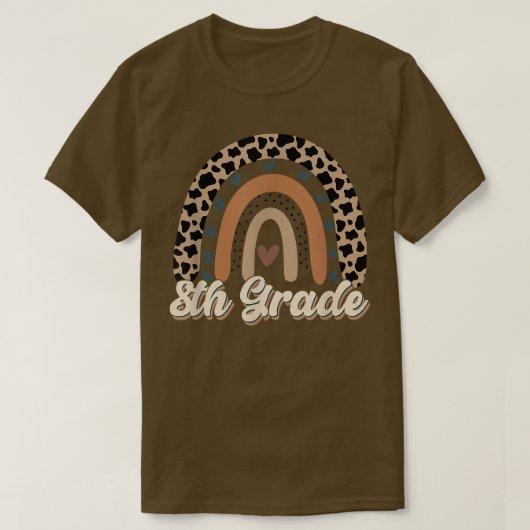 Leopard Rainbow 8th Grade, Terug naar School T-Shi T-shirt (Design voorkant)