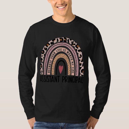 Leopard Rainbow Assistant Principal Teacher Back T T-shirt (Voorkant)