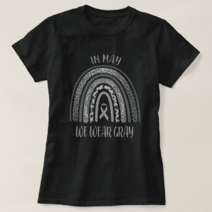 Leopard Rainbow Brain Cancer In mei Draag we grijs T-shirt