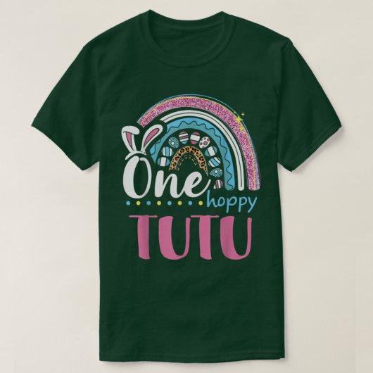 Leopard Rainbow Easter Eggs Bunny Ears One Hoppy T T-shirt (Design voorkant)