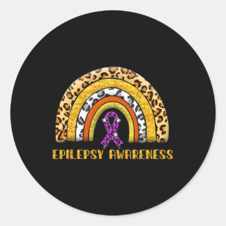 Leopard Rainbow Epilepsy Warrior Epilepsie Ronde Sticker