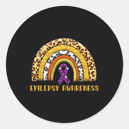 Leopard Rainbow Epilepsy Warrior Epilepsie Ronde Sticker (Voorkant)