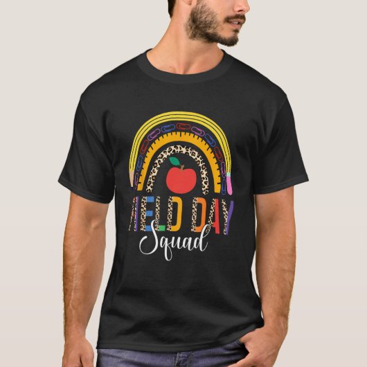 Leopard Rainbow Field Squad Grappige Leraren Stu T-shirt (Voorkant)