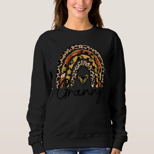 Leopard Rainbow Granny Blessed Granny Herfst Thank Trui (Voorkant)