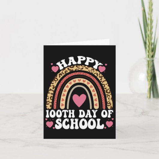 Leopard Rainbow Happy 100th Day School Cute 100 Da Kaart (Voorkant)