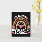 Leopard Rainbow Happy 100th Day School Cute 100 Da Kaart (Gele Bloem)