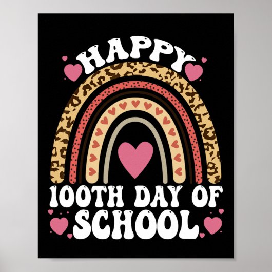 Leopard Rainbow Happy 100th Day School Cute 100 Da Poster (Voorkant)