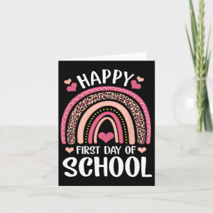 Leopard Rainbow Happy First Day Of School Teacher Kaart