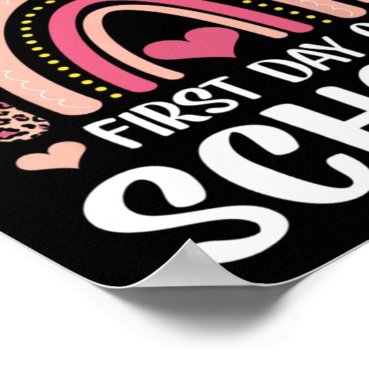 Leopard Rainbow Happy First Day Of School Teacher Poster (Hoek)