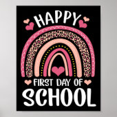 Leopard Rainbow Happy First Day Of School Teacher Poster (Voorkant)