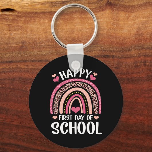 Leopard Rainbow Happy First Day Of School Teacher Sleutelhanger (Achterkant)