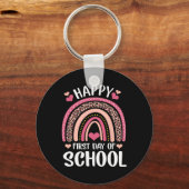Leopard Rainbow Happy First Day Of School Teacher Sleutelhanger (Voorkant)
