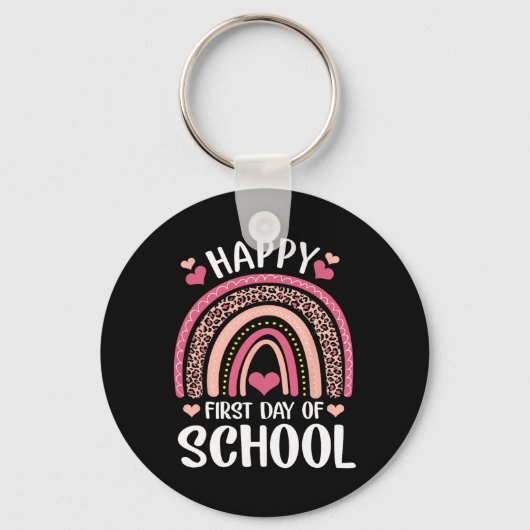 Leopard Rainbow Happy First Day Of School Teacher Sleutelhanger (Achterkant)