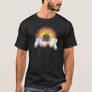 Leopard Rainbow Happy First Day Preschoolback T-shirt