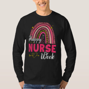 Leopard Rainbow Happy Nurse Week Verpleegkunde Sch T-shirt