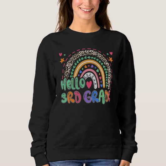 Leopard Rainbow Hello 3rd Grade Teacher  Back To S Trui (Voorkant)
