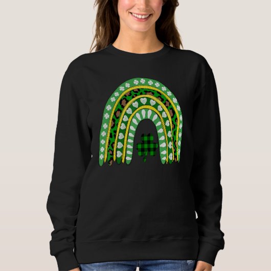 Leopard Rainbow Irish Shamrocks St Patrick S Day L Trui (Voorkant)