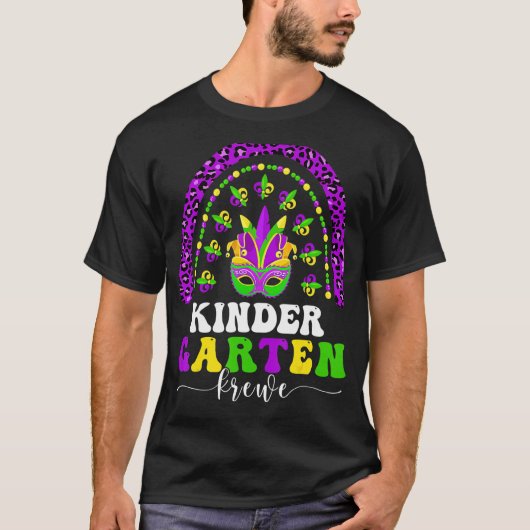 Leopard Rainbow Kindergarten Crew Teacher Mardi G T-shirt (Voorkant)