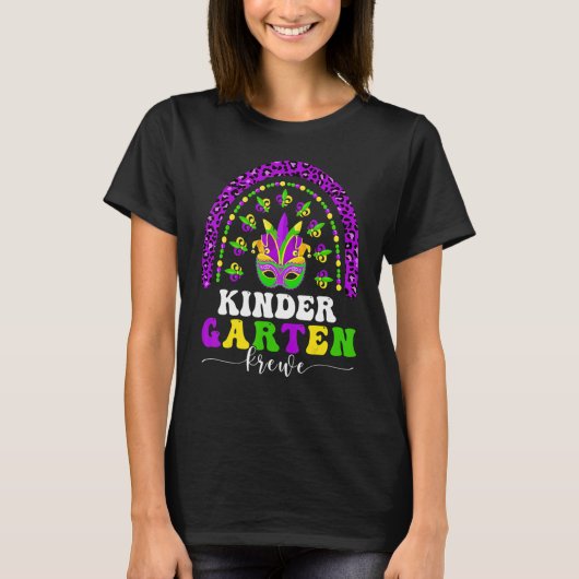 Leopard Rainbow Kindergarten Crew Teacher Mardi G T-shirt (Voorkant)