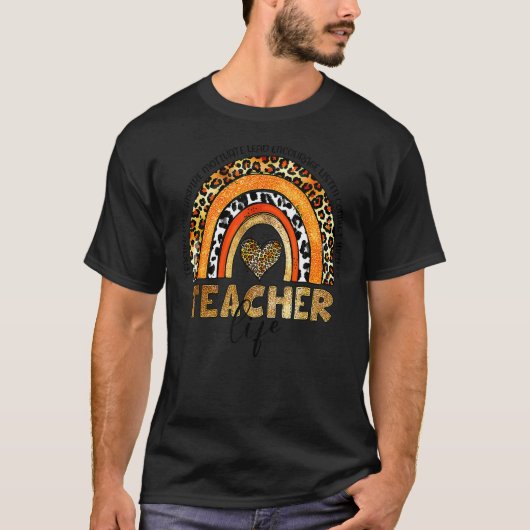 Leopard Rainbow Las Lang Leren Leerdag T-shirt (Voorkant)