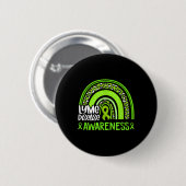 Leopard Rainbow Lime Green Ribbon Lyme Disease Awa Ronde Button 5,7 Cm (Voorkant /achterkant)