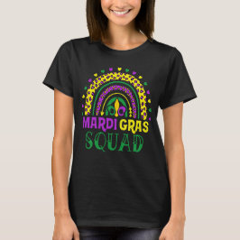 Leopard Rainbow Mardi Gras Squad Party Costuum T-shirt
