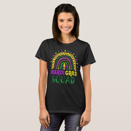 Leopard Rainbow Mardi Gras Squad Party Costuum T-shirt (Voorkant volledig)