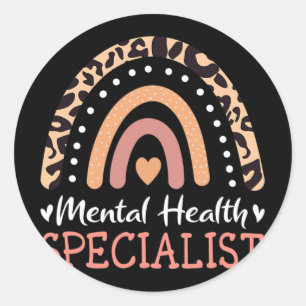 Leopard Rainbow Mental Health Specialist Ronde Sticker