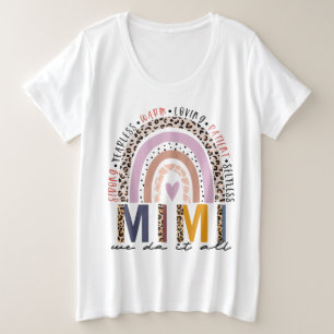 Leopard Rainbow Mimi Life, zonder grenzen Mimi Grote Maat T-shirt