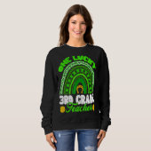 Leopard Rainbow One Lucky 3rd Grade Teacher St Pat Trui (Voorkant volledig)