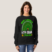 Leopard Rainbow One Lucky 6th Grade Teacher St Pat Trui (Voorkant volledig)