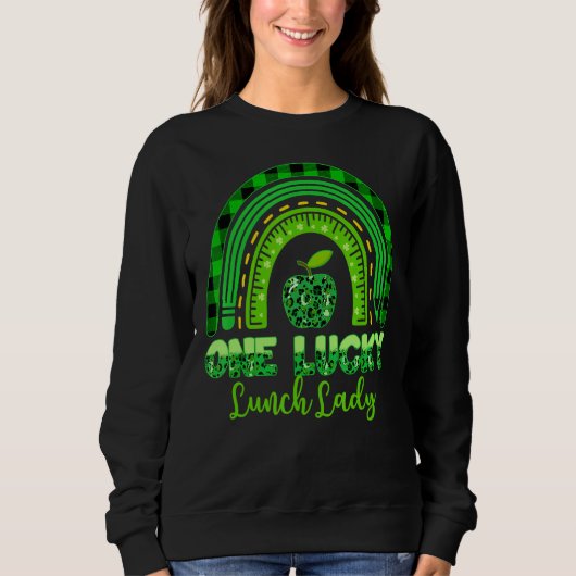 Leopard Rainbow One Lucky Lunch Lady Patricks Day Trui (Voorkant)