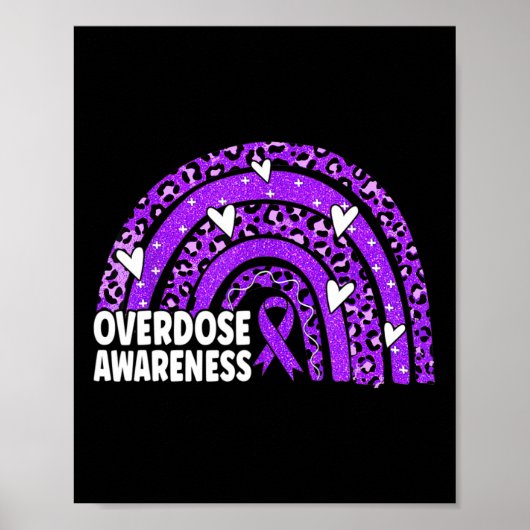 Leopard Rainbow Overdose Awareness Maand Paarse Ri Poster (Voorkant)