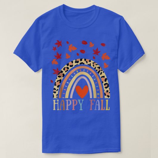 Leopard Rainbow Peace Heart Happy Herfst Maple T-shirt (Design voorkant)
