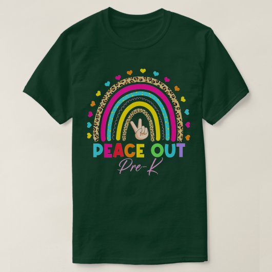 Leopard Rainbow Peace Out Pre-K Last Day of School T-shirt (Design voorkant)