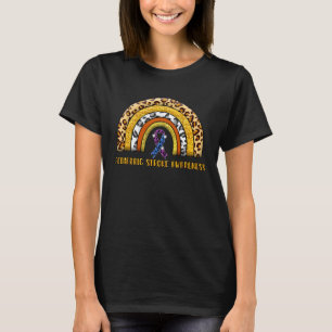 Leopard Rainbow Pediatric Stroke Warrior T-shirt