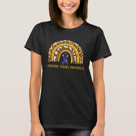 Leopard Rainbow Pediatric Stroke Warrior T-shirt (Voorkant)