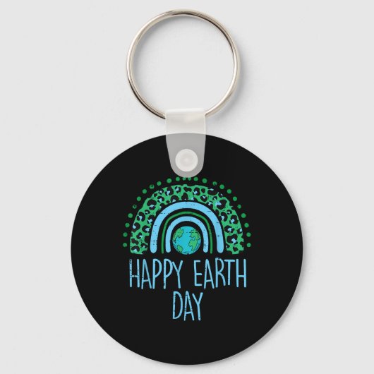 Leopard Rainbow Planet Happy Earth Day Cute Teache Sleutelhanger (Voorkant)