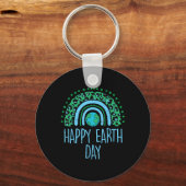 Leopard Rainbow Planet Happy Earth Day Cute Teache Sleutelhanger (Voorkant)