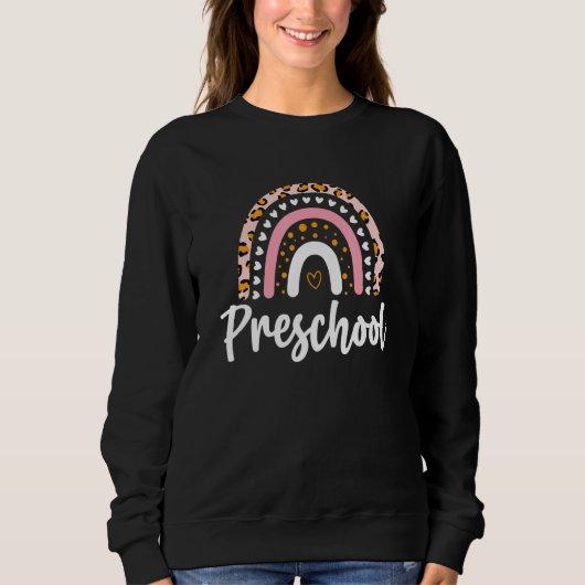 Leopard Rainbow Preschool Terug naar schoolleraar Trui (Voorkant)