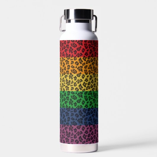 Leopard Rainbow Pride Waterfles (Voorkant)