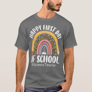 Leopard Rainbow Science leraar eerste dag terug na T-shirt