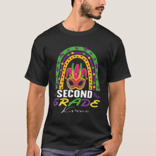 Leopard Rainbow Second Grade Crew Teacher Funny Ma T-shirt