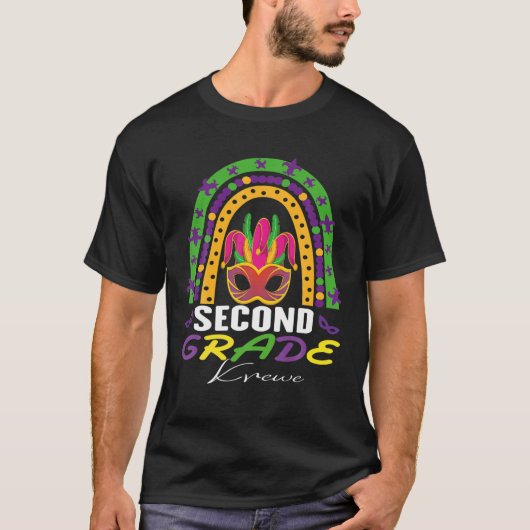Leopard Rainbow Second Grade Crew Teacher Funny Ma T-shirt (Voorkant)