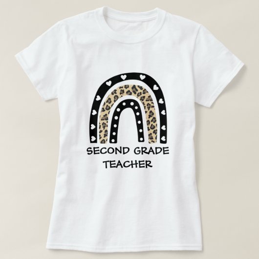 Leopard Rainbow Second Grade Teacher T-shirt (Design voorkant)