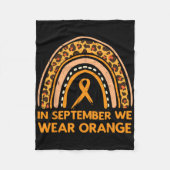 Leopard Rainbow September We Draag Oranje leukemie Fleece Deken (Voorkant)