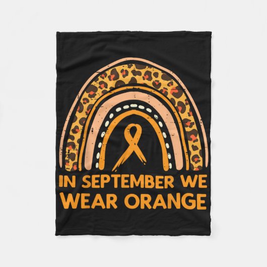 Leopard Rainbow September We Draag Oranje leukemie Fleece Deken (Voorkant)