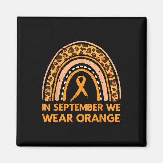 Leopard Rainbow September We Draag Oranje leukemie Magneet (Voorkant)