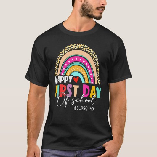 Leopard Rainbow Slp Squad Welkom terug op school T-shirt (Voorkant)